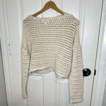 Francesca's Audrey Parks X Francesca’s Beige Elianna Crochet Lace Up Cropped Sweater Photo 3