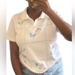 Blair  Coquette Core embroidered Butterfly Top Pastel Short Sleeve Size M Photo 4