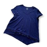 Westbound | Navy Blue Asymmetrical Lace Trim Short Sleeve T-Shirt Medium Petites Photo 0