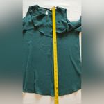 Gibson Latimer Gibson &Latimer women's Green  ruffle Cold Shoulder Top  3/4 Sleeves Blouse Sz S Photo 8