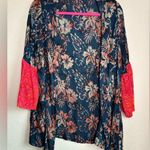 Soft Surroundings Open Front Tropical Floral Watercolor Flare Sleeve Kimono MP Photo 0