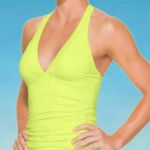Athleta  Shirrendipity Aloha lemon halter tie v-neck ST tankini top Photo 0