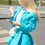 ZARA  Cropped Bomber Tweed Weave Textured Zip Jacket Blue Size XS NEW Photo 0