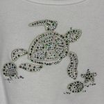 Quacker Factory  Knit Top Tee Plus 3X White Sequin Sea Turtle Short Sleeve Photo 1