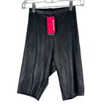Commando NWT  Women's Black Sz S Vegan Faux‎ Leather Cutoff Biker Shorts Modest Photo 1