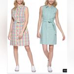Tommy Hilfiger 🌴 CHECKED BUTTON DOWN SLEEVELESS TIE FRONT SHIRT DRESS NWT Photo 1