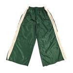 Edikted Track Pants Womens Large Green White Striped Cropped Raw Hem Wide Leg Photo 0