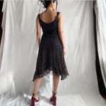 BCBG MAXAZRIA black and nude tan asymmetrical silk polka dot dress Photo 2