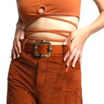 LOVELY DENIM Crow Brown Leather Belt Brass Buckle Size Small 1.5" Thick Photo 2