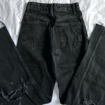 ZARA  Womens TRF High-Rise Black Ripped Wide Leg Jeans size 0 raw hem Photo 4