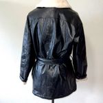 Pascale La Mode faux leather wrap jacket black w/white faux fur lining Size L Size L Photo 6