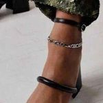 Free People NWT Parker Leather Chain Detail Heeled Sandal 11 Black Photo 0