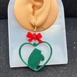 Heart Mitten Christmas Earrings with Red Bow 🎄✨ Photo 2