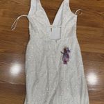 Mac Duggal  wedding Plunge Sequined White Floor Length Maxi on Queenly size 8 Photo 13