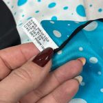 Vintage Turquoise Polka Dot Silk Square Scarf Blue White Black Unique Pattern Photo 4