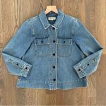 Madewell  Northward Cropped Military Army Denim Jacket in Light Blue Wash Small Photo 2