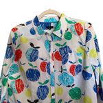 Talbots  Womens Size Large Multicolor Apple Novelty Artsy Print Button Up Shirt Photo 1