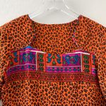 Fun Colorful Leopard Silky Tunic Bell Sleeve African Ethnic Tribal XS Orange Photo 7