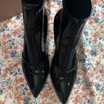 Gianvito Rossi black patent pointy toe booty low heel above ankle boot Photo 1