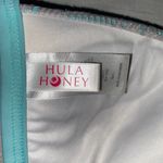 Hula Honey cut out halter tie bikini top light blue/grey w/shimmer sz L Photo 7