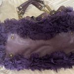 Juicy Couture Vintage 100% Silk Chiffon Ruffle Leather purple  DayDreamer Bow Bag Photo 7