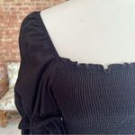 HYFVE Top Cropped Puff Sleeve Smocked Black S Trendy Romantic Feminine Chic Photo 2