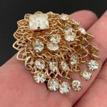 Unique Vintage  Gold-tone Rhinestones Waterfall Ornate Clip On Earrings 22g Photo 7