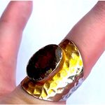Handmade 7.5 7.75 8 Moss Agate Gem Gemstone Fine Art Ring Solid Metal Plated Gold Filled Hammered Unisex Men Women Oval Cabochon Photo 0