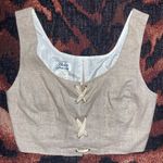 Bebe Vtg 90s Y2K lace-up corset bustier vest crop linen preppy RenFaire steampunk S Photo 0