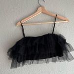 Boohoo  black Tulle Crop Top Built in Bra Photo 0