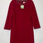 Kate Spade Scallop Grommet Mini Shift Dress Deep Russet Jewel Neck NWT Sz 2 Photo 0