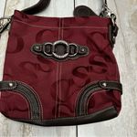 Elegant Sarah Caperelli Burgundy Crossbody Bag Dark Brown Trim Silver Hardware Red Photo 5