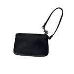 Coach Whipstitch Leather Wristlet – Black Braided Trim – Blue Graphic Lining Photo 2