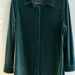 Soft Surroundings  Velvet Button Down Tunic Women Medium Festive Teal Holiday Photo 0