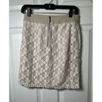 Kensie  Skirt Womens Size 4 Lace overlay ‎ Lined Beige Back Zipper Lining Torn Photo 2