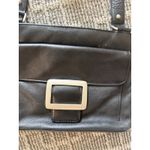 Paul Taylor Black Leather Shoulder Purse With Large Silver Buckle Photo 1