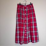Vintage Red Green Plaid A Line Midi Skirt Womens 6 Button Down Christmas Holiday Photo 10