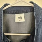 CAbi  Denim Button Down Blouse M Tie Neck Chambray Shirt Photo 1