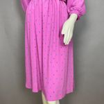 Vintage 70s Dress Pink Belted Women Long Sleeves High Neck Tiny Paisley Print Size 10 Photo 3