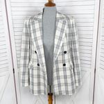 ZARA  Plaid Double Breasted Plaid Blazer‎ Jacket Cream Ecru Black Small Photo 9