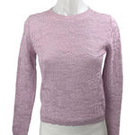 Mango MNG Pink Jacquard Floral Brocade Crewneck Long Sleeve Knit Sweater Top XS Photo 0