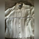 Laura Scott Vintage Lace Collar Cream Blouse Size 10 Photo 6