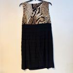 Studio I  V Neck Leopard Tiered Bottom Sheath Cocktail Dress Womens Size 20 W Photo 1