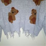 Just Polly Frayed Teddy Bear Sweater-Large-Cropped-Relaxed Fit-Factory Destroyed Photo 3