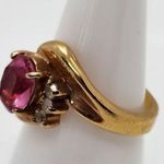 Vintage 14KT GE Gold & Pink Austrian Crystal Ring (4.75) Pink Photo 2