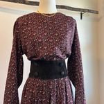Karin Stevens Vintage Prairie Floral Suede Leather Button Bodice Long Sleeve Dress Size large Photo 1