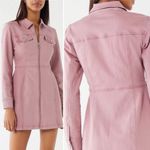 BDG Urban Outfitters June Zip Up Long-Sleeve Pink Denim Mini Dress Size 4 Photo 1