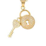 18k GF Italian Link/ Lock and Key Pendant Photo 1