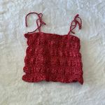 Storia Red White Polka Dot Ruffle Tank Top Ruched Cami Size Large Coquette Cute Photo 1