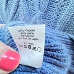 J.Crew  Cable Knit Light Blue Mock-neck Sweater XXS wool rabbit hair blend Photo 6